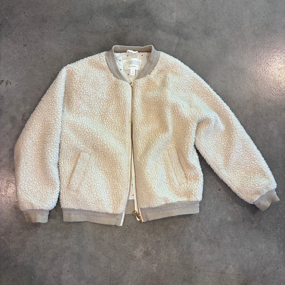 Gymboree beige neutral sherpa full zip track jacket girls 7